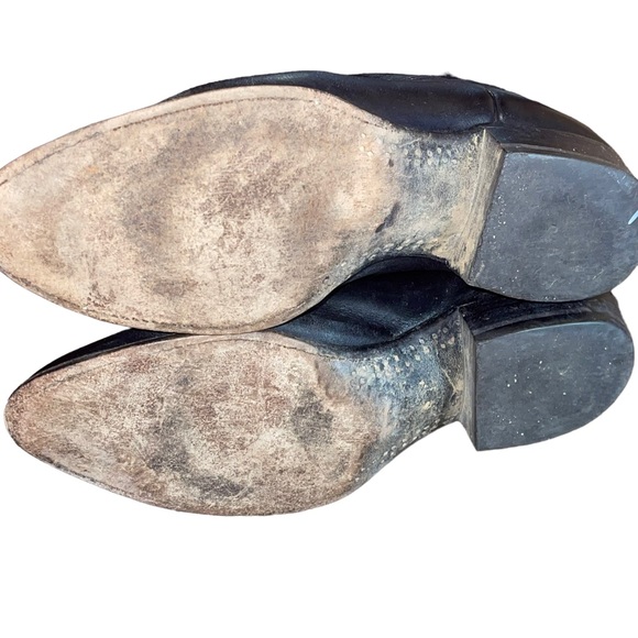 J Chrisholm Men’s Leather Cowboy Boots Black With Stitching Size 12B Made In USA - Picture 11 of 13